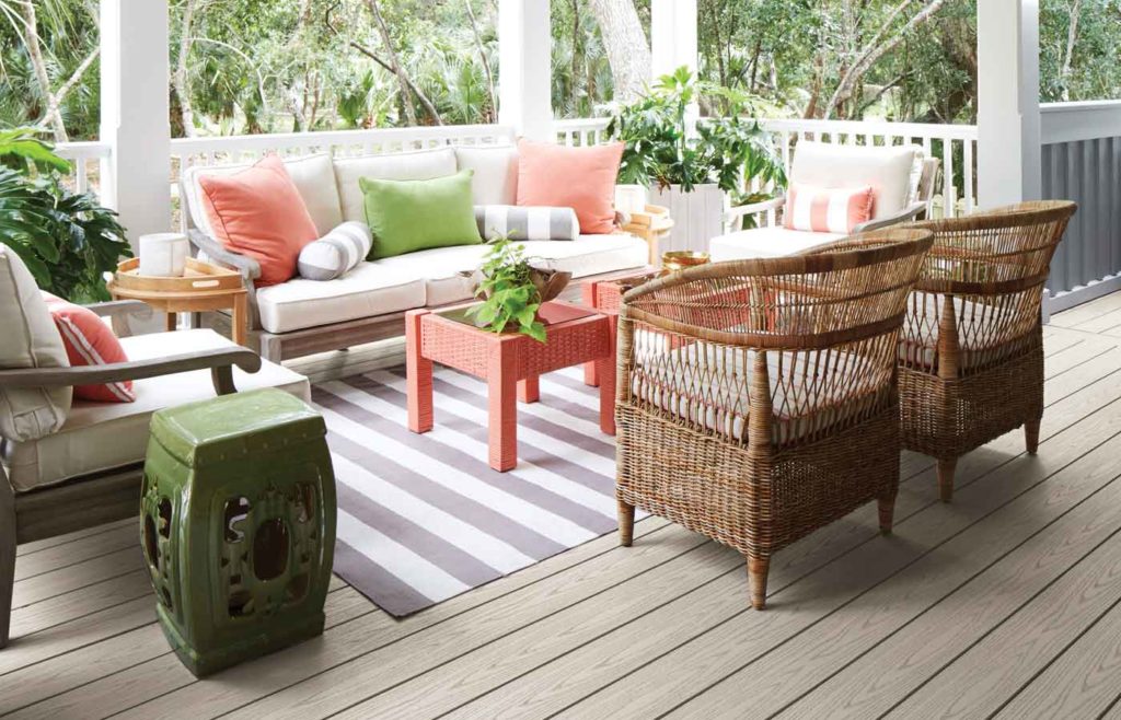 Covered deck with varied seating