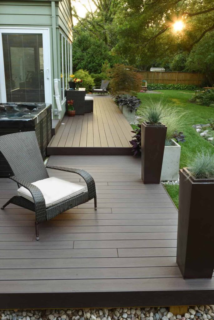 Deck featuring TimberTech PRO Legacy Collection in Espresso with outdoor chair